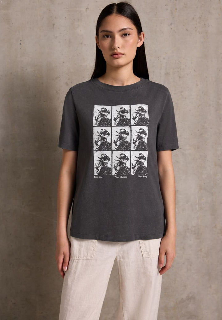 Washed-Look Shirt mit Print