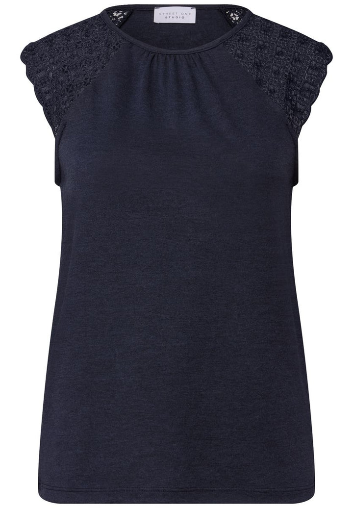 Leinen-Look Top mit Spitze