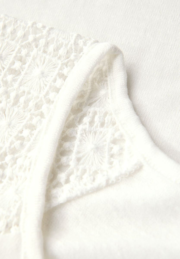 Leinen-Look Top mit Spitze