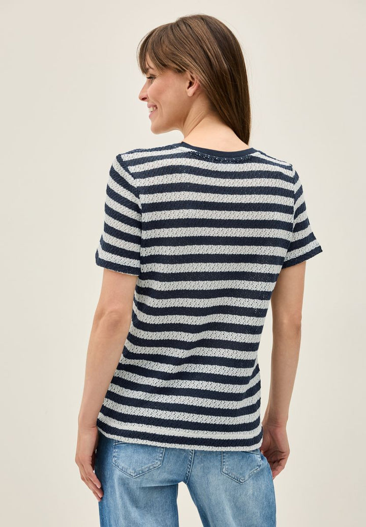Gestreiftes Ajour T-Shirt
