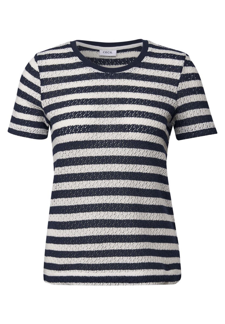 Gestreiftes Ajour T-Shirt