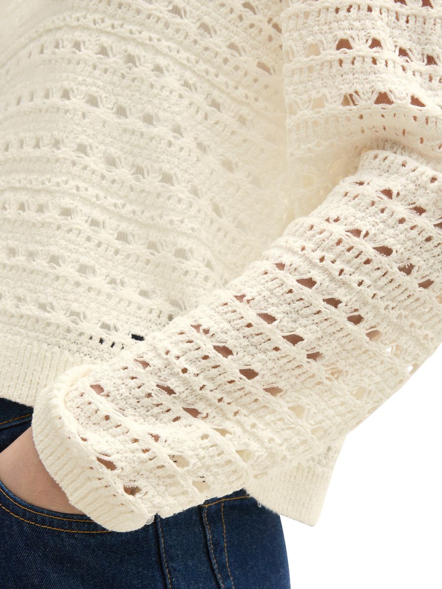 Relaxed Fit Strickpullover mit Lochmuster