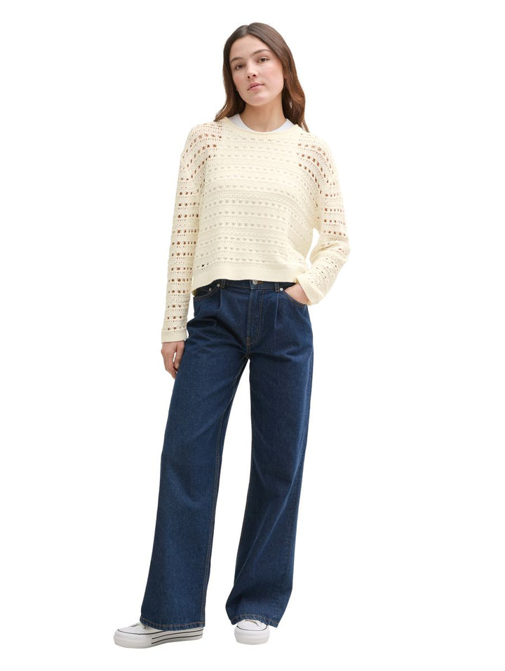 Relaxed Fit Strickpullover mit Lochmuster