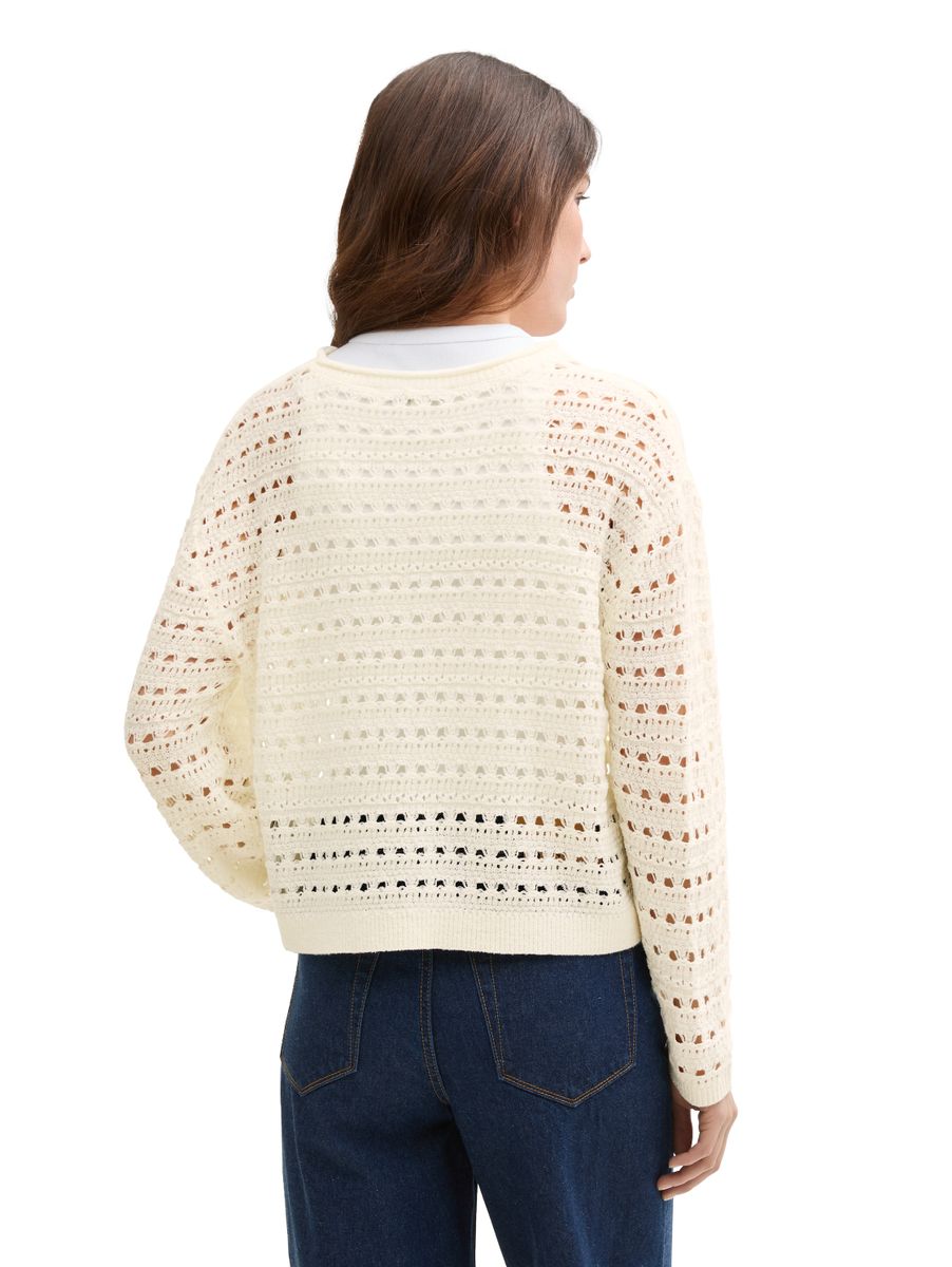 Relaxed Fit Strickpullover mit Lochmuster