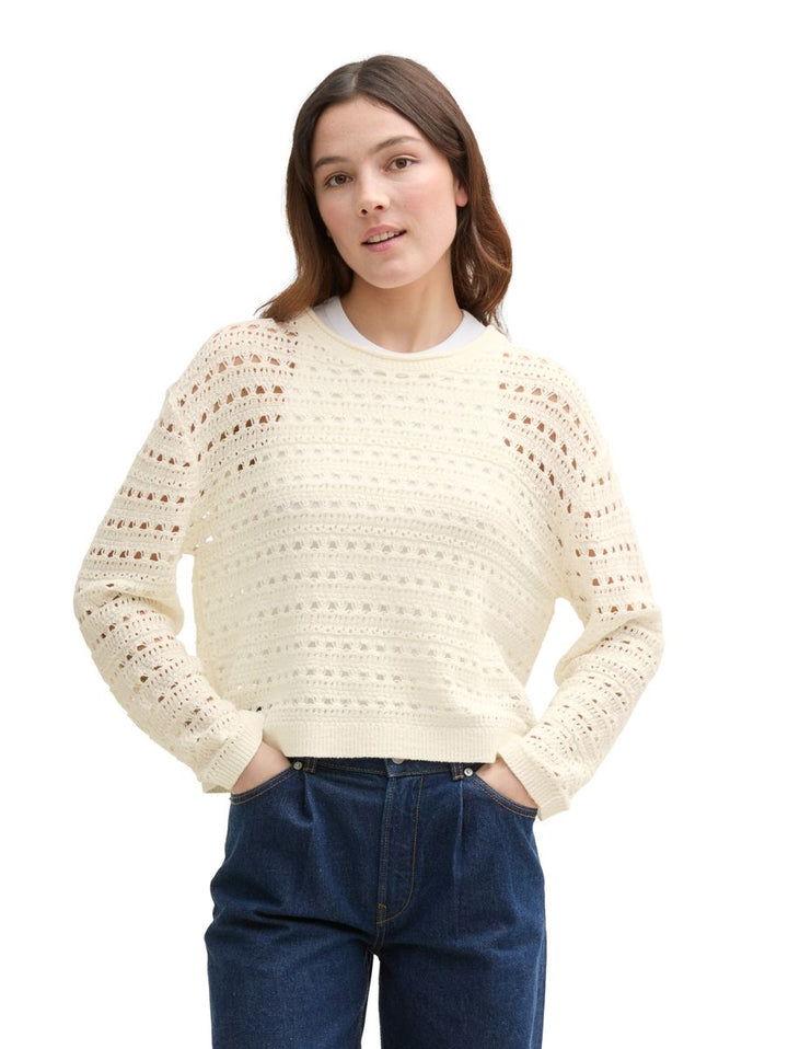 Relaxed Fit Strickpullover mit Lochmuster