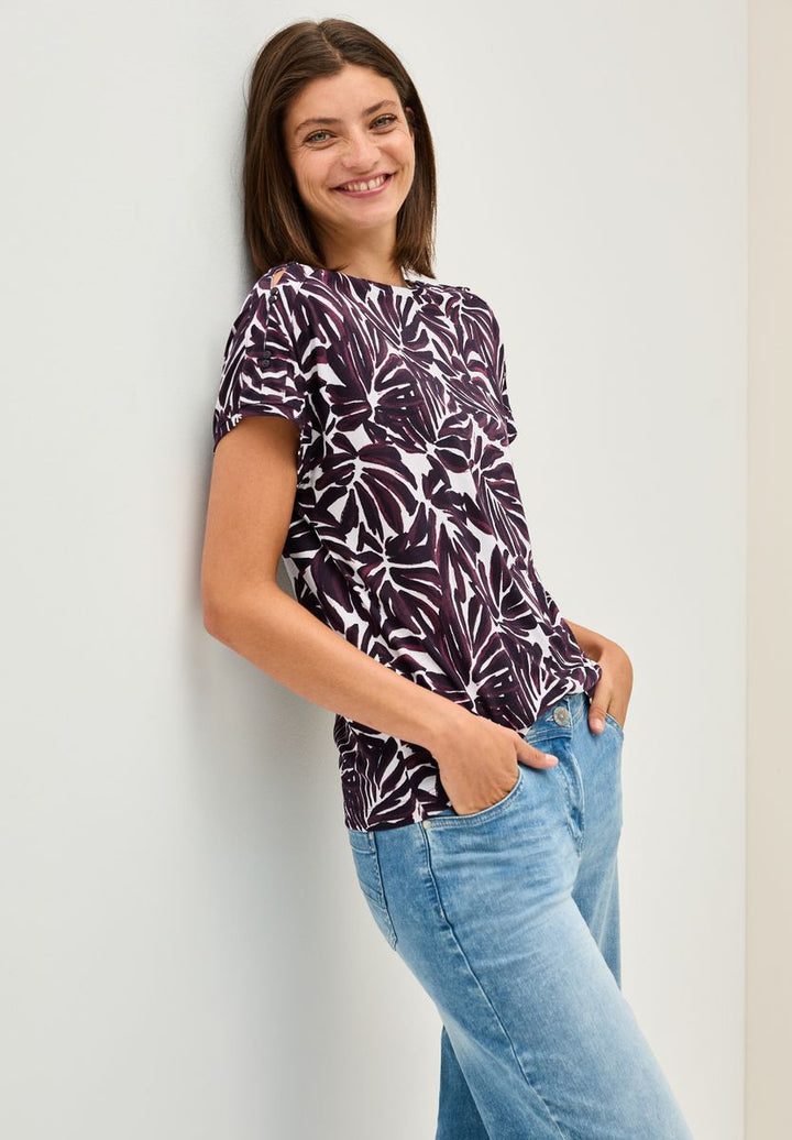 Print-Shirt mit Knopfdetail