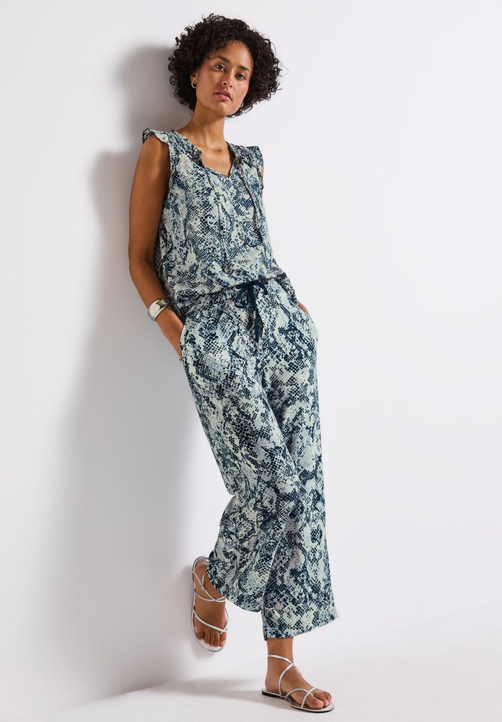 Gemusterte Wide Leg Hose