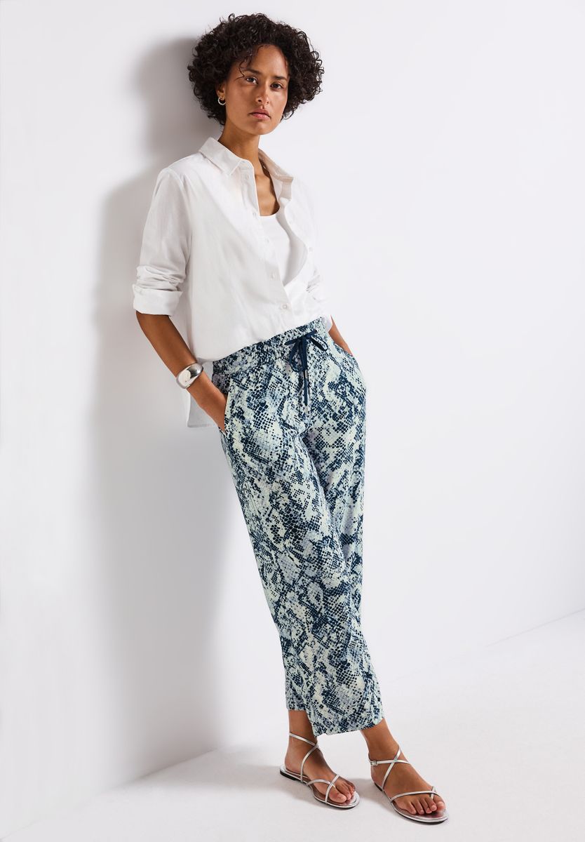 Gemusterte Wide Leg Hose