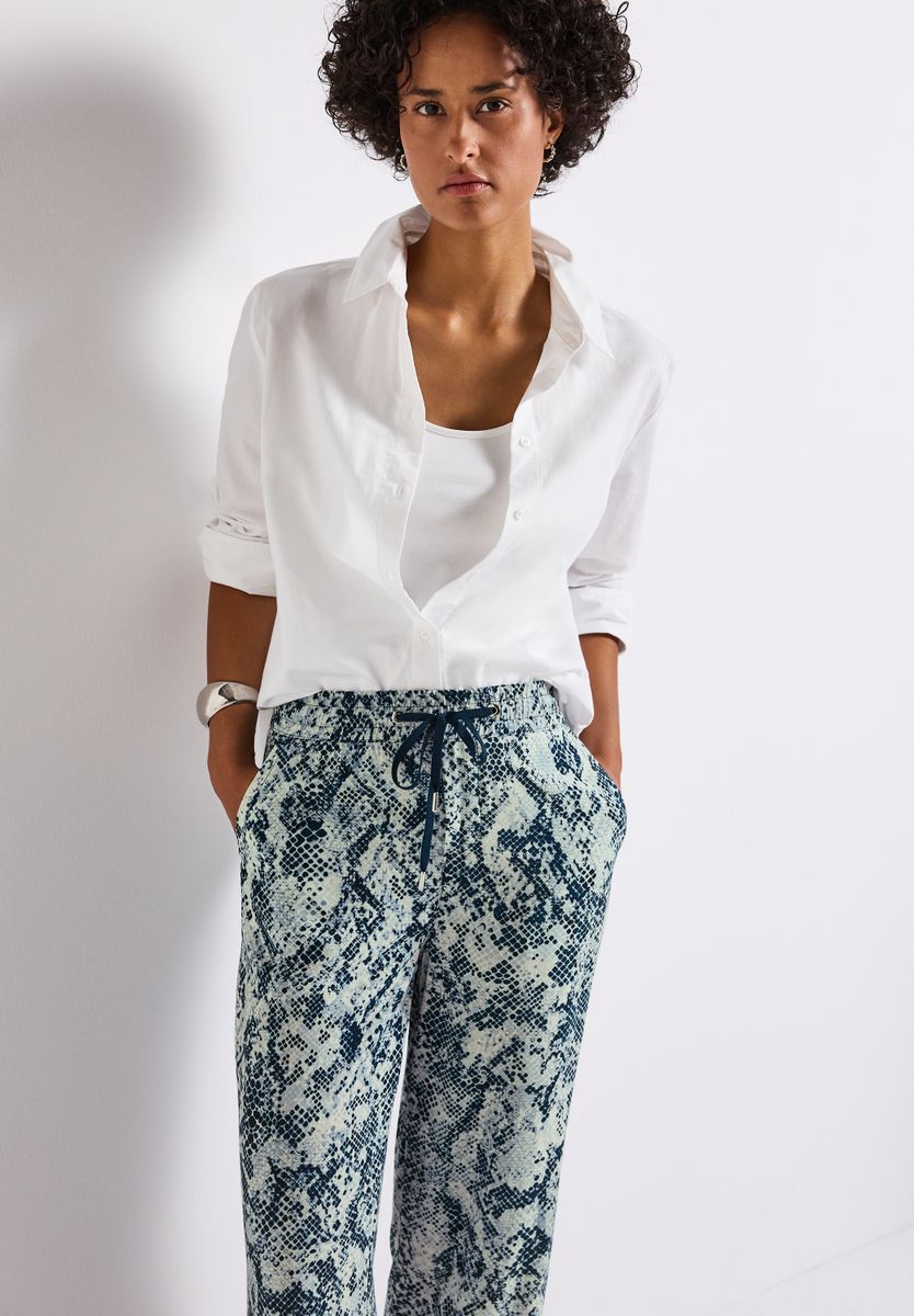 Gemusterte Wide Leg Hose