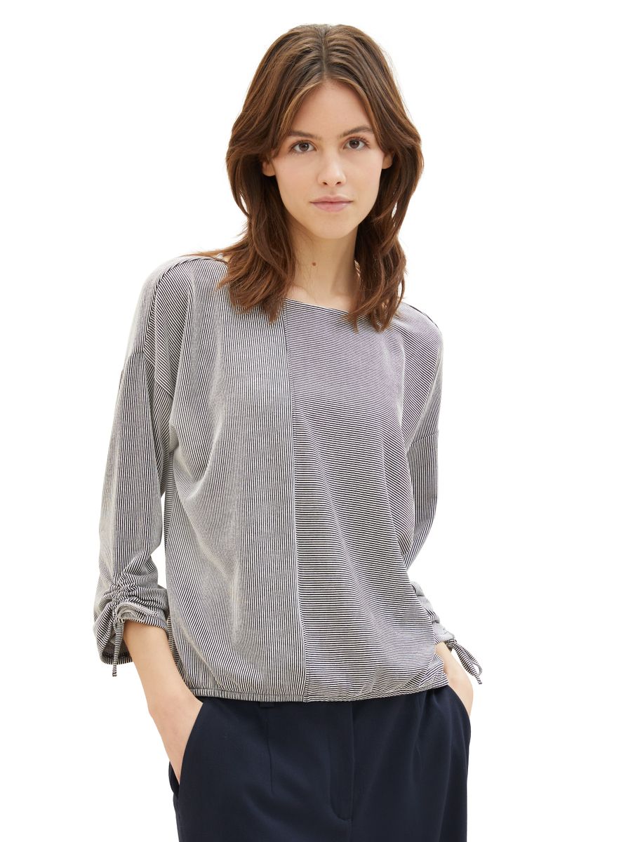 Loose Fit Langarmshirt mit Raffärmeln