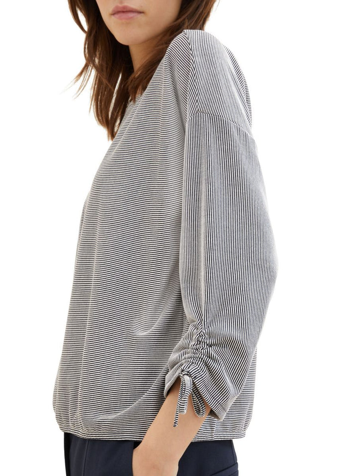 Loose Fit Langarmshirt mit Raffärmeln