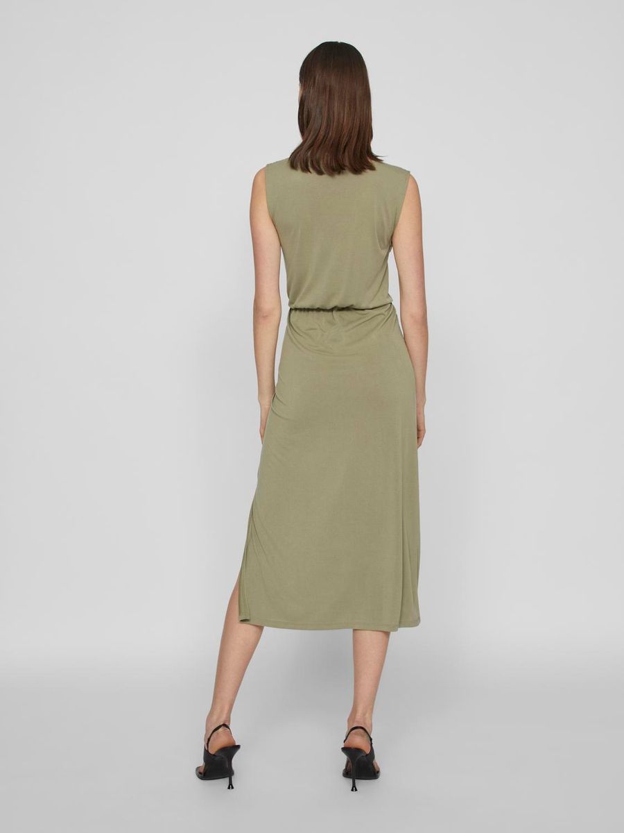 VIMODALA V-NECK S/L MIDI DRESS - NOOS