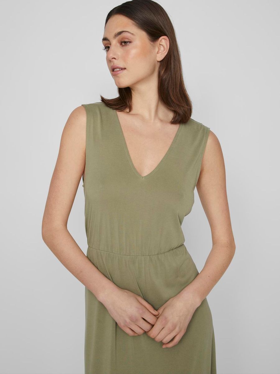 VIMODALA V-NECK S/L MIDI DRESS - NOOS