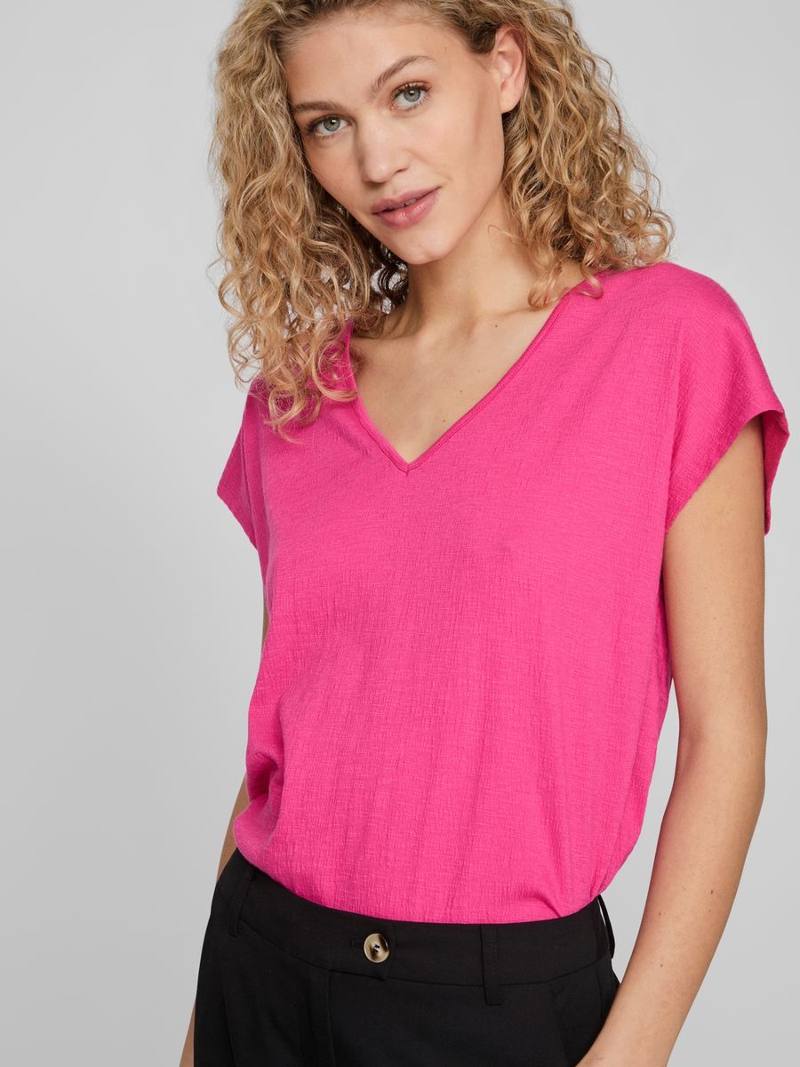 VISYMA V-NECK CAP SLEEVE TOP