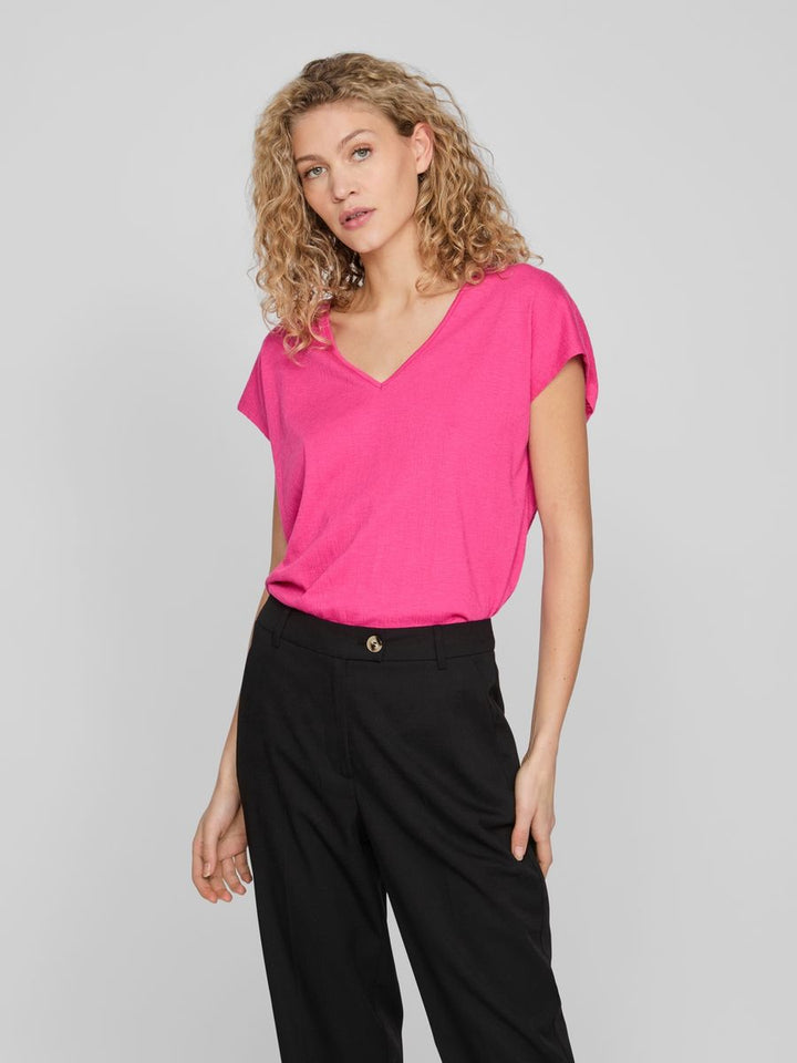 VISYMA V-NECK CAP SLEEVE TOP