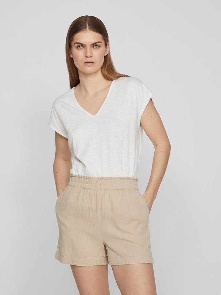 VISYMA V-NECK CAP SLEEVE TOP