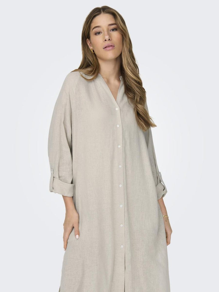 ONLTOKYO L/S LINEN BLEND DRESS PNT NOOS