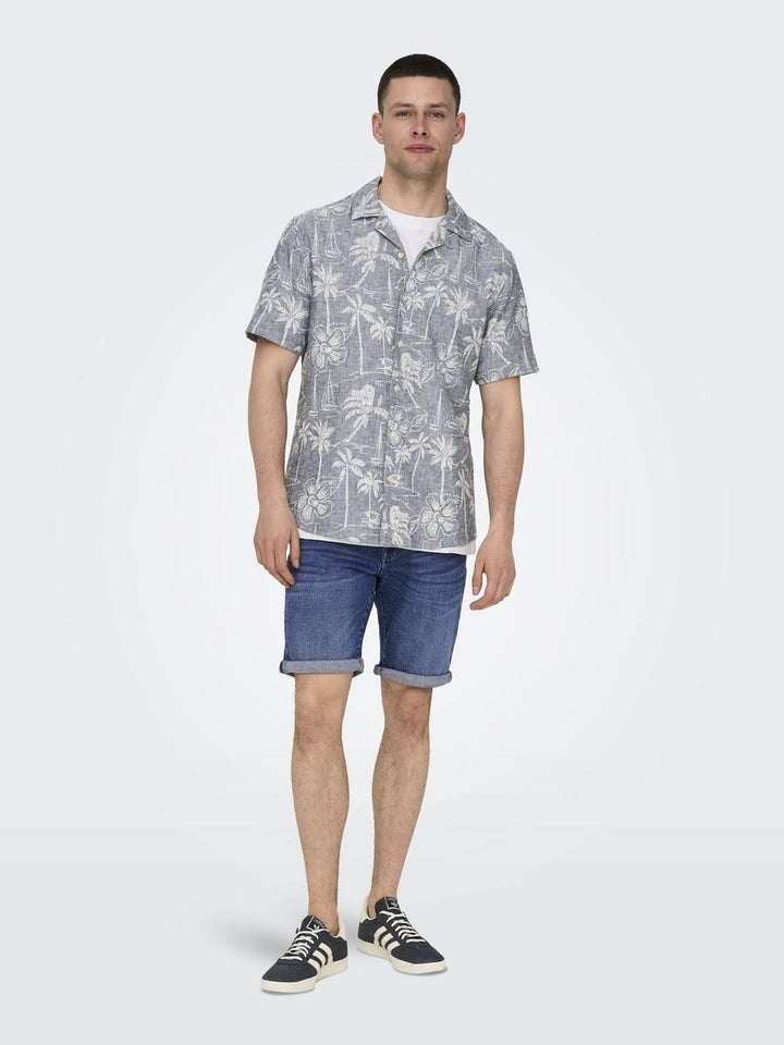 ONSCAIDEN SS RESORT AOP LINEN SHIRT NOOS