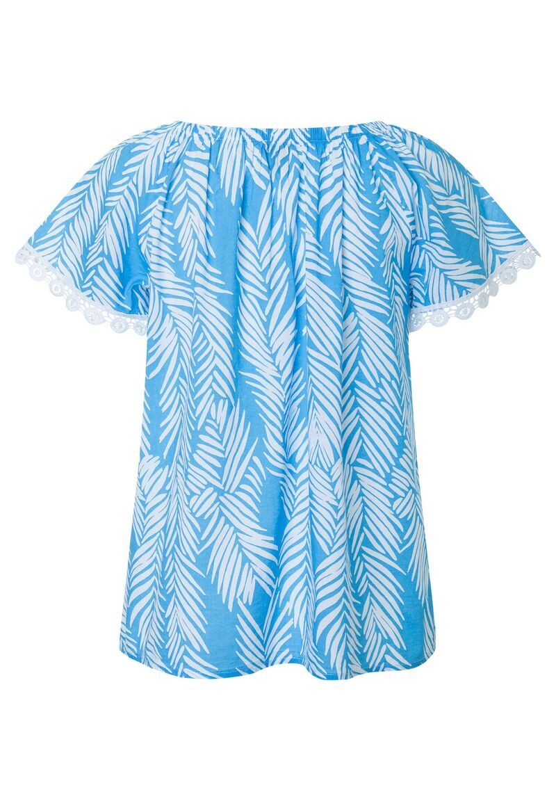 Carmenbluse  Palmblätter-Print  Sommer-Kollektion