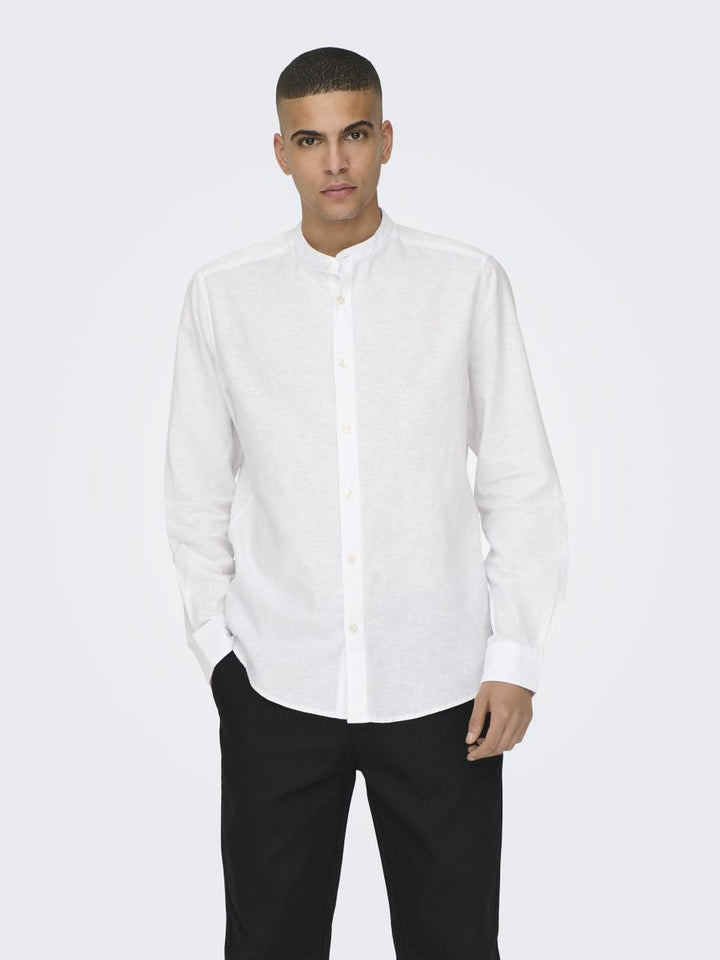 ONSCAIDEN LS SOLID LINEN MAO SHIRT NOOS