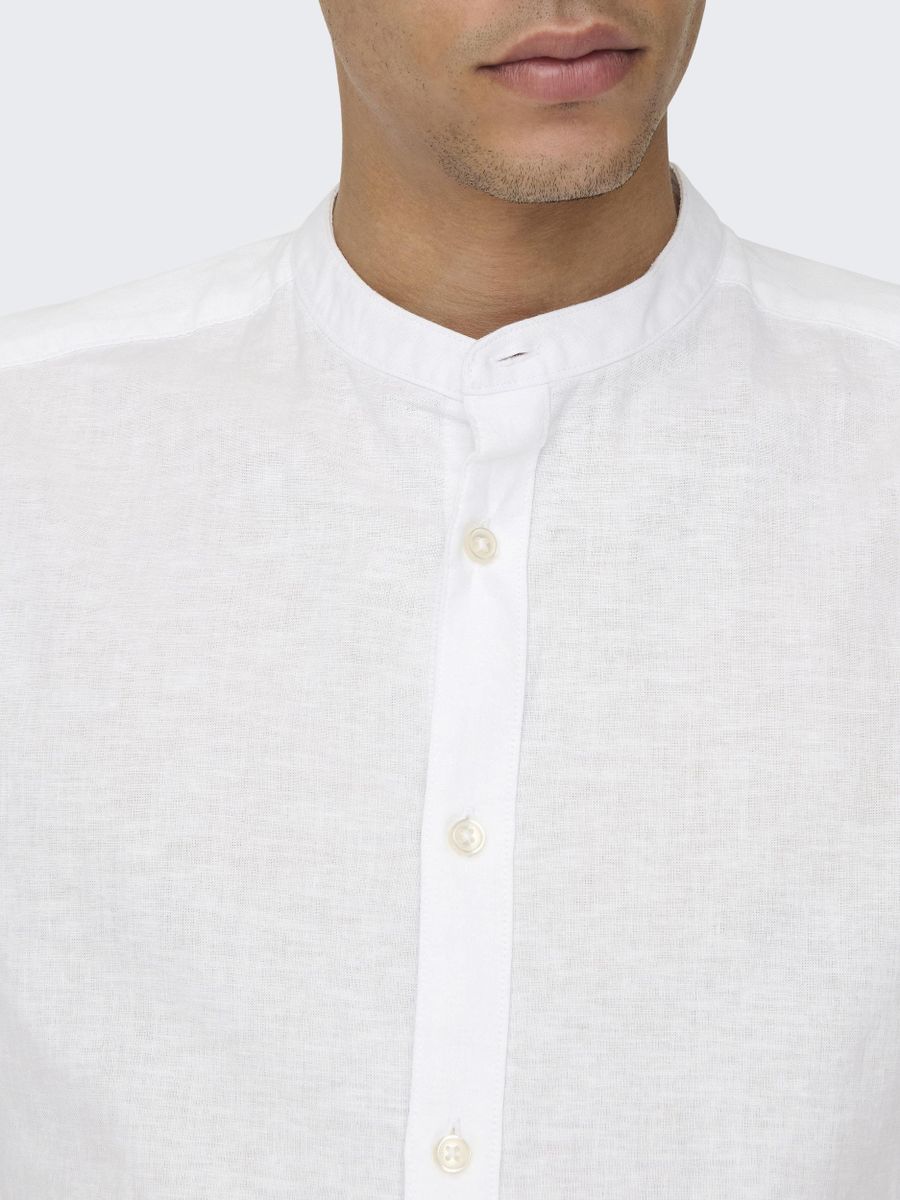 ONSCAIDEN LS SOLID LINEN MAO SHIRT NOOS