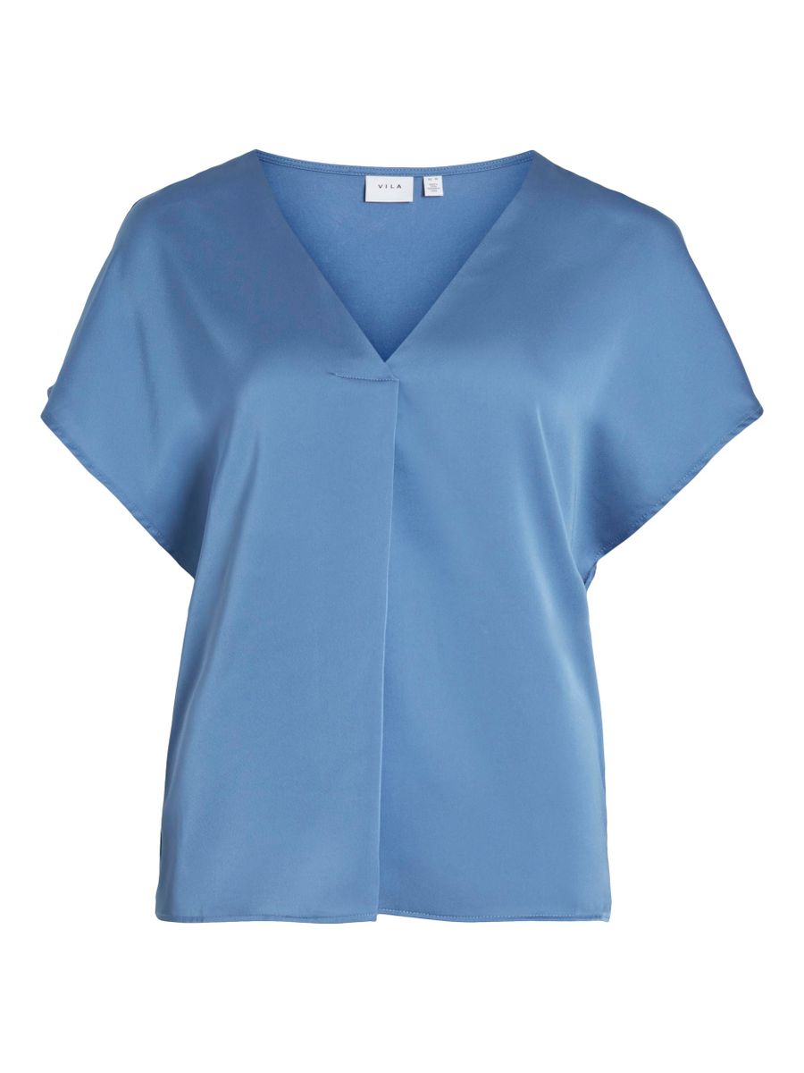 VIELLETTE V-NECK S/S SATIN TOP - NOOS