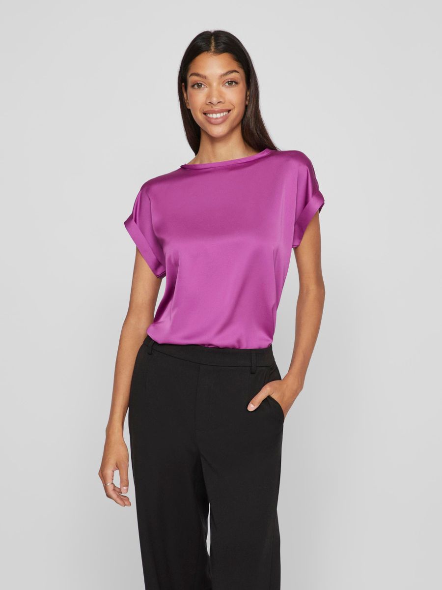 VIELLETTE S/S SATIN TOP - NOOS