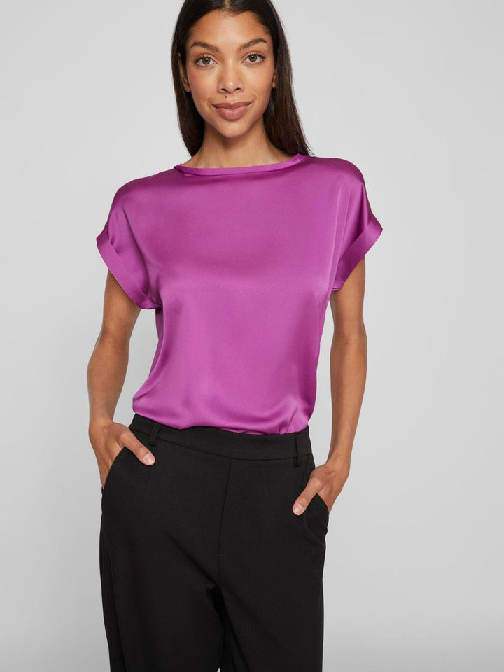 VIELLETTE S/S SATIN TOP - NOOS