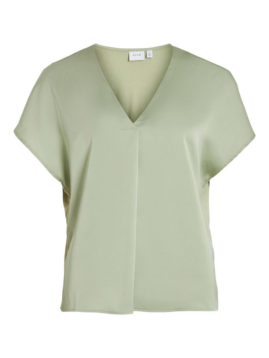 VIELLETTE V-NECK S/S SATIN TOP - NOOS