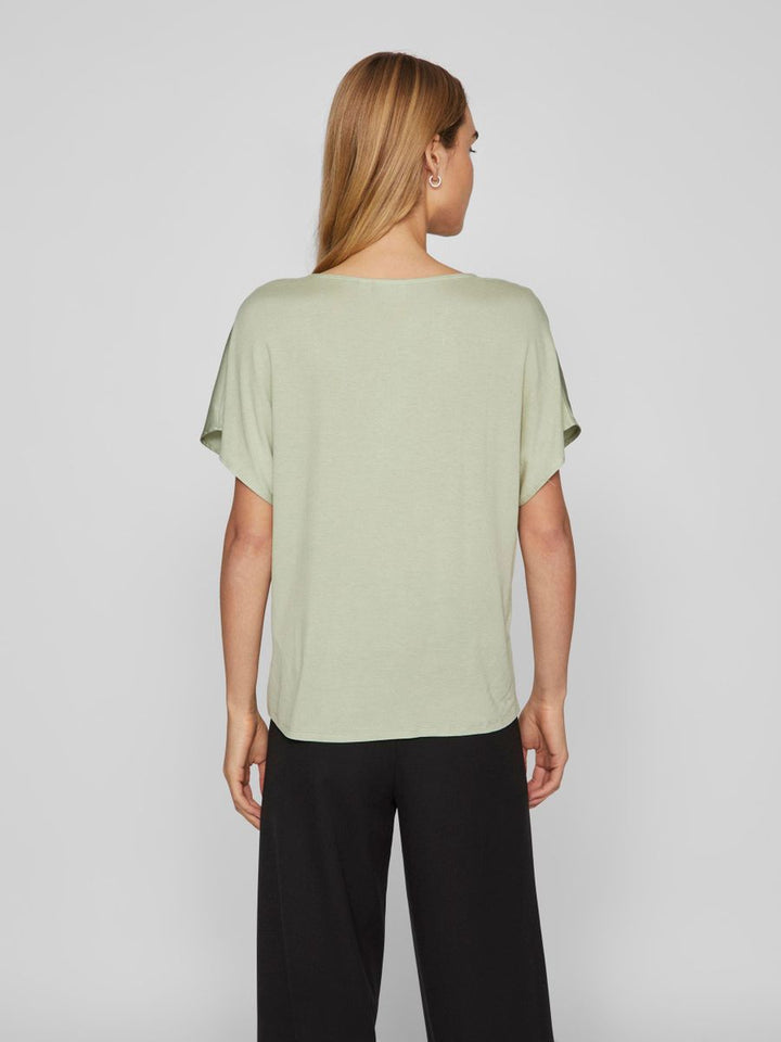 VIELLETTE V-NECK S/S SATIN TOP - NOOS