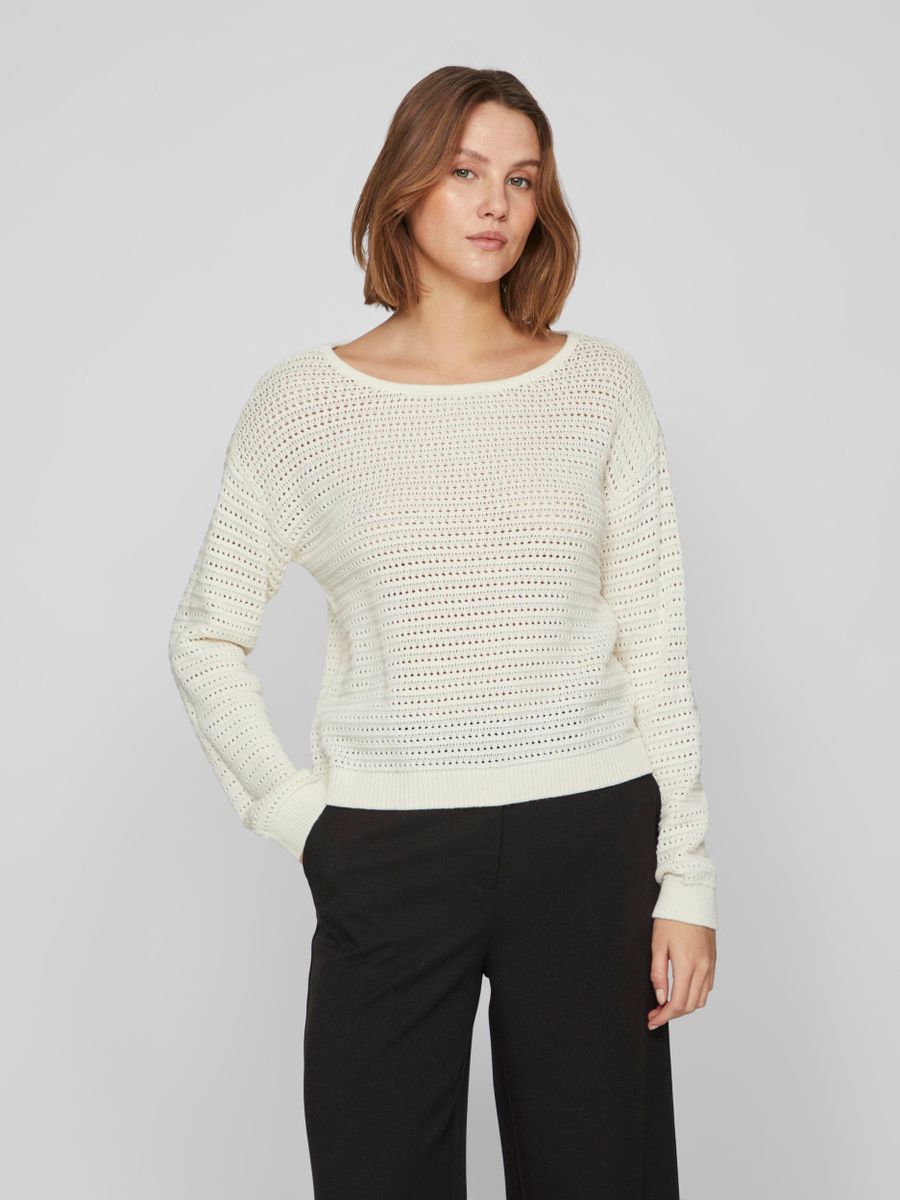 VIBELLISINA BOATNECK L/S KNIT TOP - NOOS