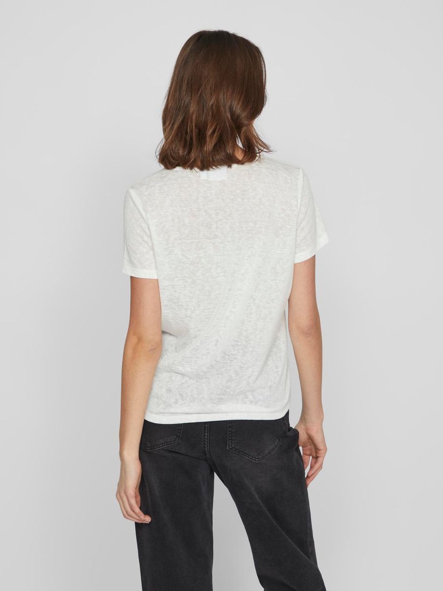 VIAMER V-NECK S/S LACE DETAIL TOP - NOOS